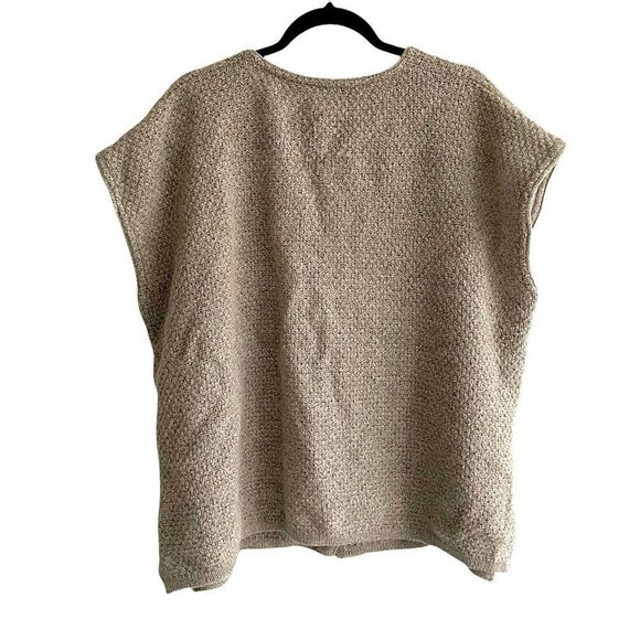 OLSEN Oversized V-Neck Sleeveless Chunky Knit Cardigan Sweater Tan O/S - Picture 4 of 13
